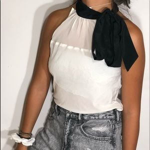 Women’s fancy ribbon strap blouse